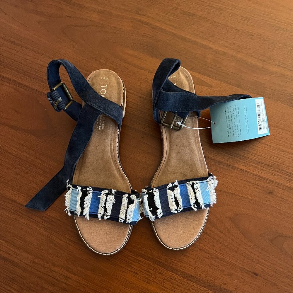 Toms Shoes | Camilia Frayed Open Toe Ankle Wrap Sandal Size 8.5 New With Tags